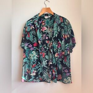 Tropical Floral Button-Up Silk Shirt